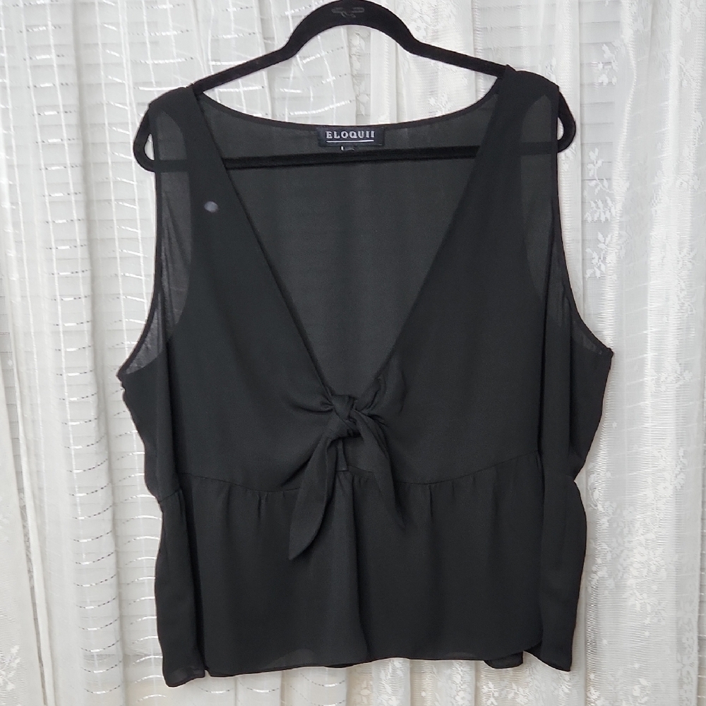 Eloquii Black Sleeveless Tie-Front Top Blouse Plus Sz20